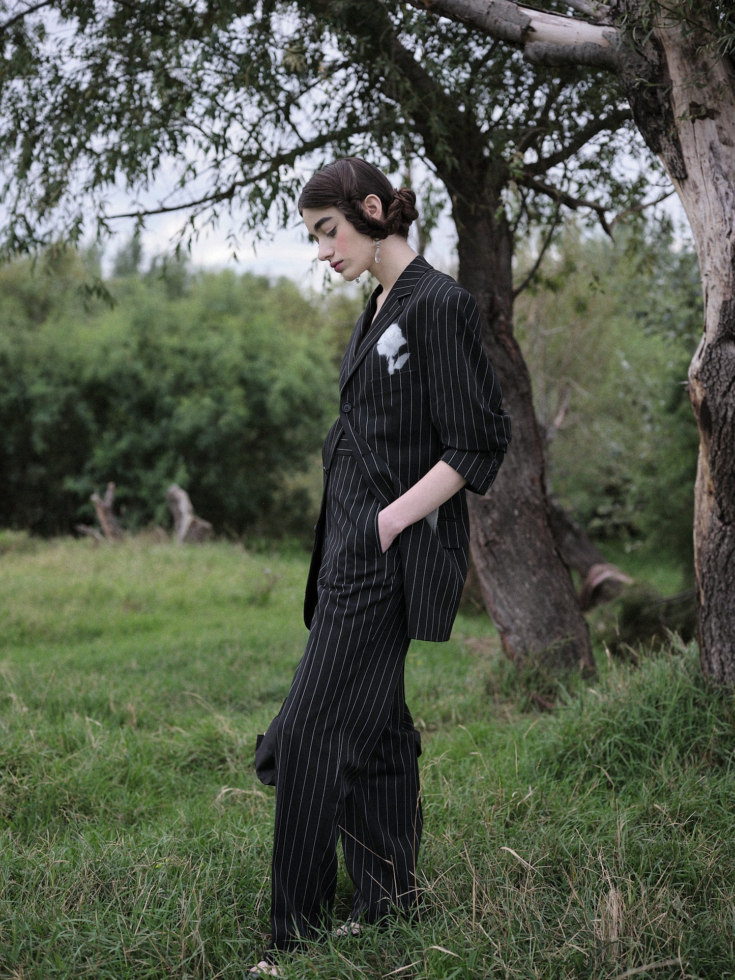 Upcycled striped suit