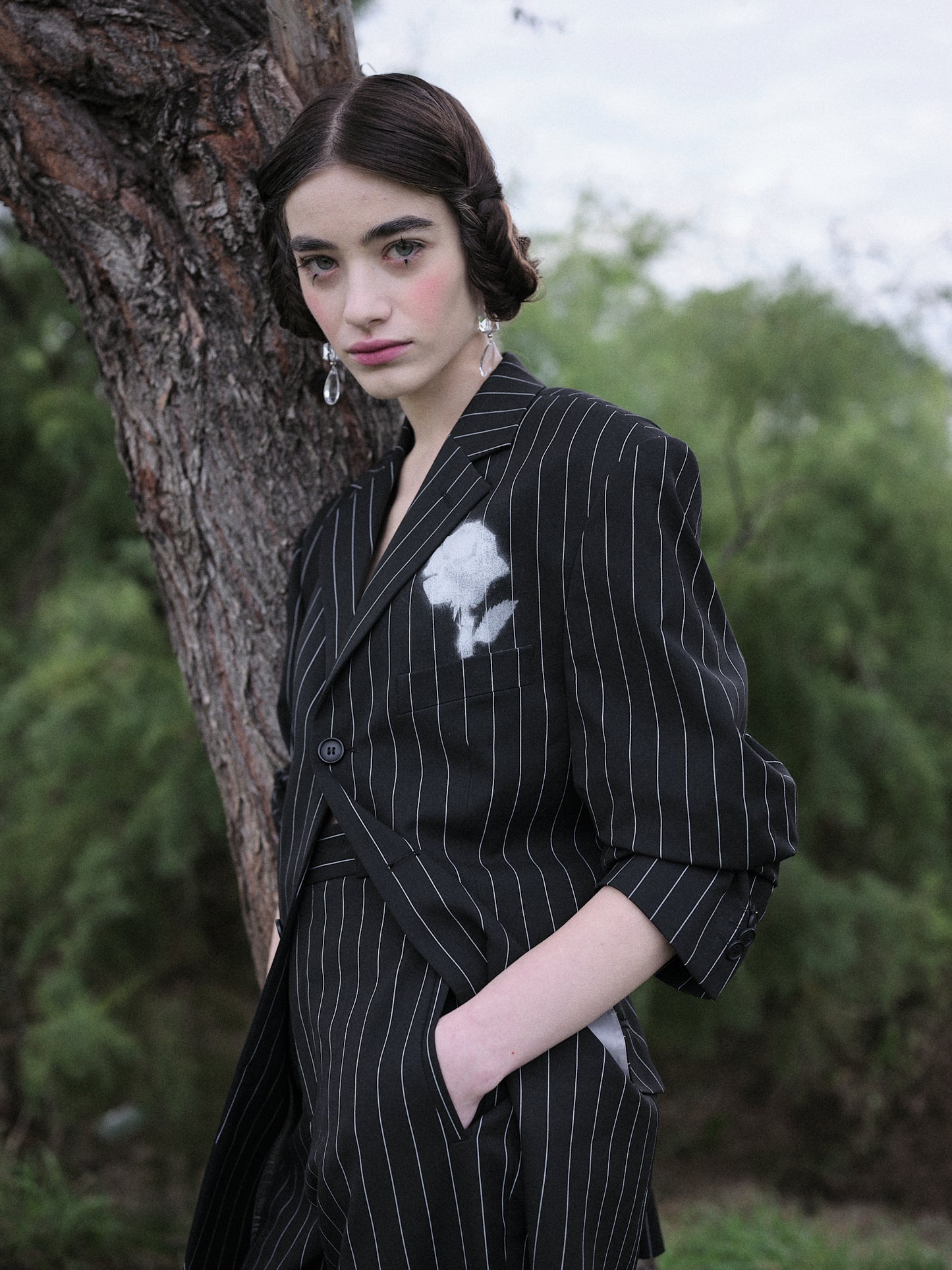 Upcycled striped suit