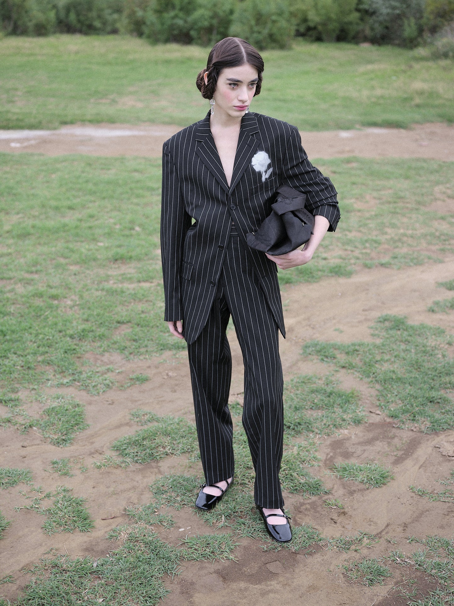 Upcycled striped suit