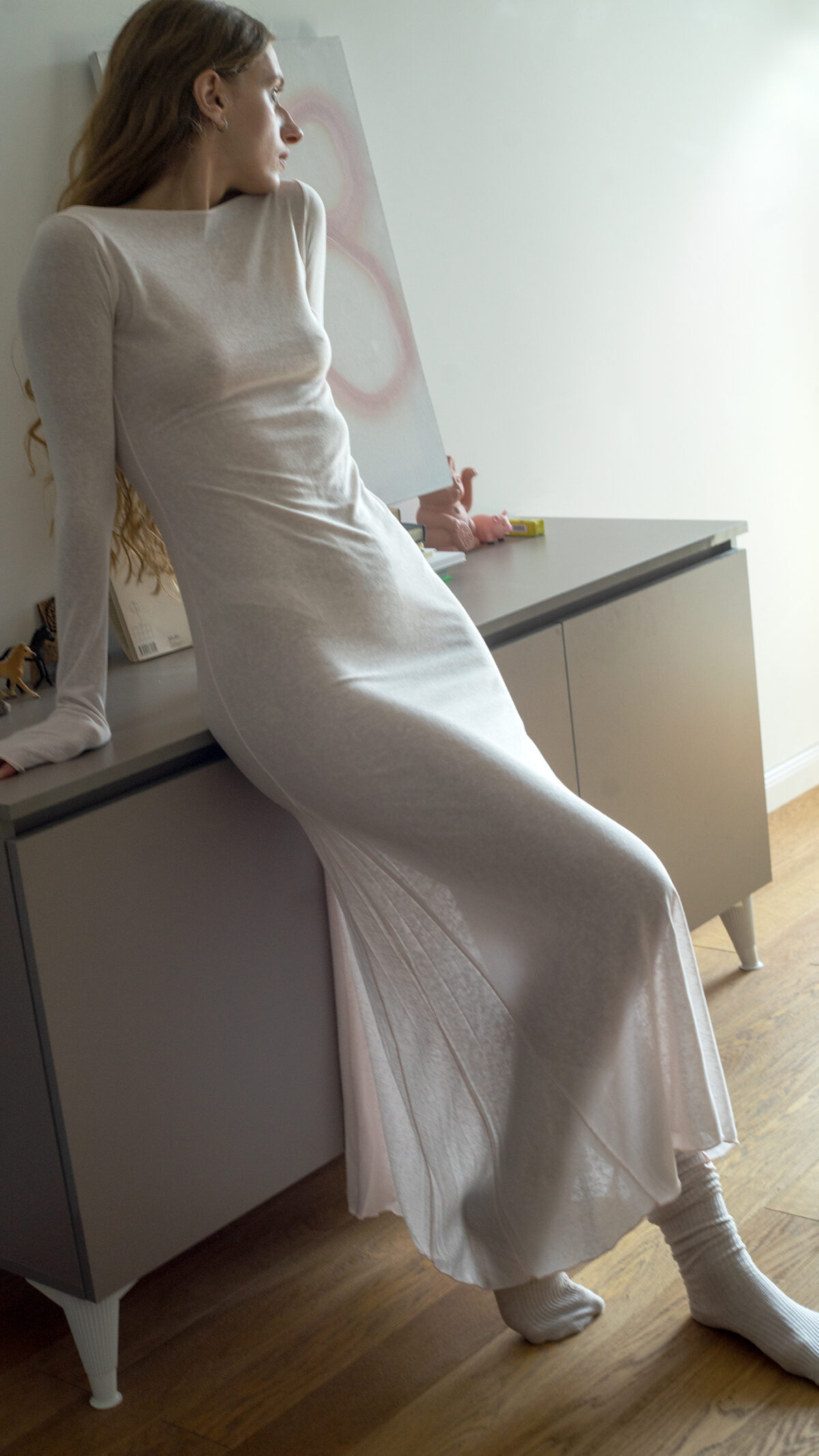 Pale Pink Morticia dress